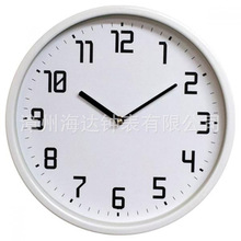 厂家批发 挂钟  现代简约客厅静音塑料石英钟12寸圆形数字时钟