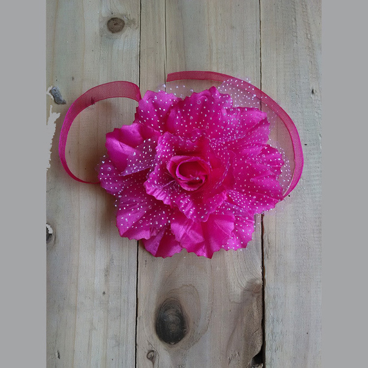 义乌厂家批发线帘绑花 窗帘辅料 仿真牡丹花 满天星窗帘绑带现货