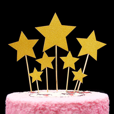 厂家直销 闪耀星星套装装饰插牌 场景搭配七支梦幻闪粉星星插件