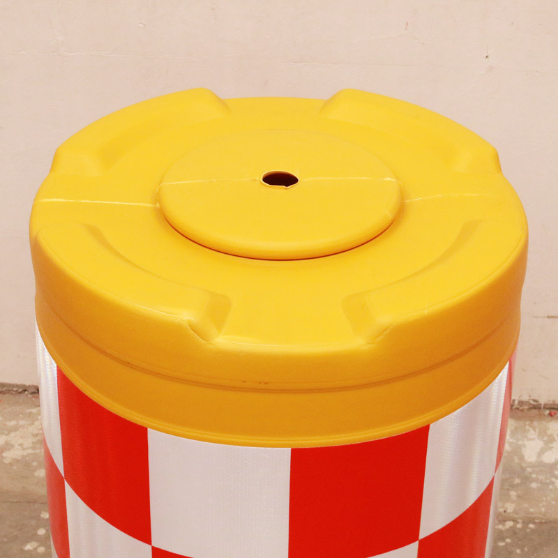优质全新料高速分叉路口常见圆形防撞桶亮彩晶格反光警示防撞桶