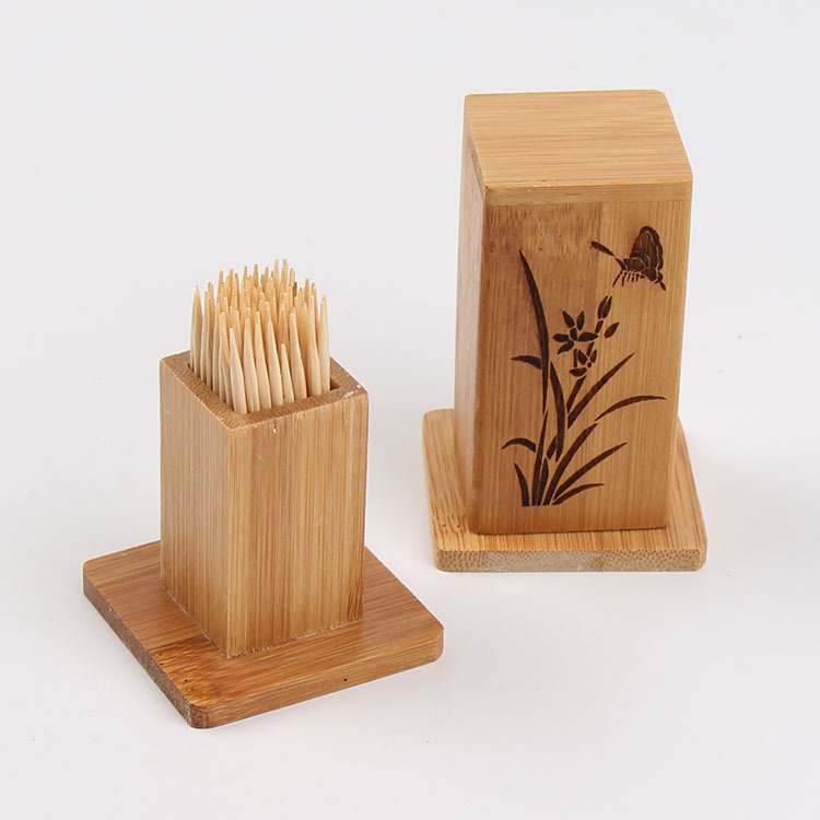 竹制牙签盒 牙签筒 牙签罐家用 饭店 竹牙签 创意定制logo刻字
