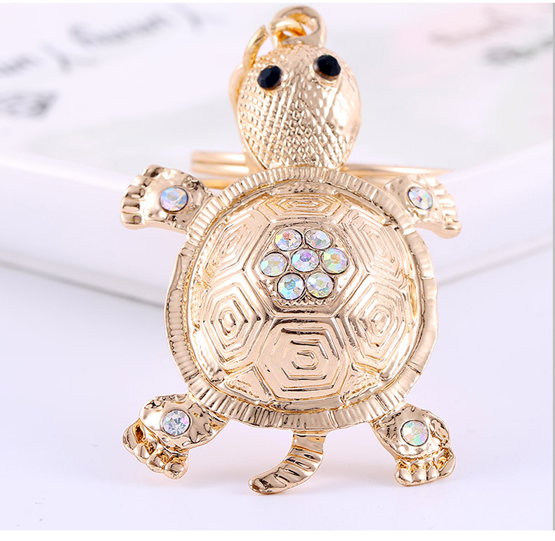 新款镶钻金色长寿小乌龟情侣男女钥匙扣汽车挂件包链钥匙圈钥匙扣