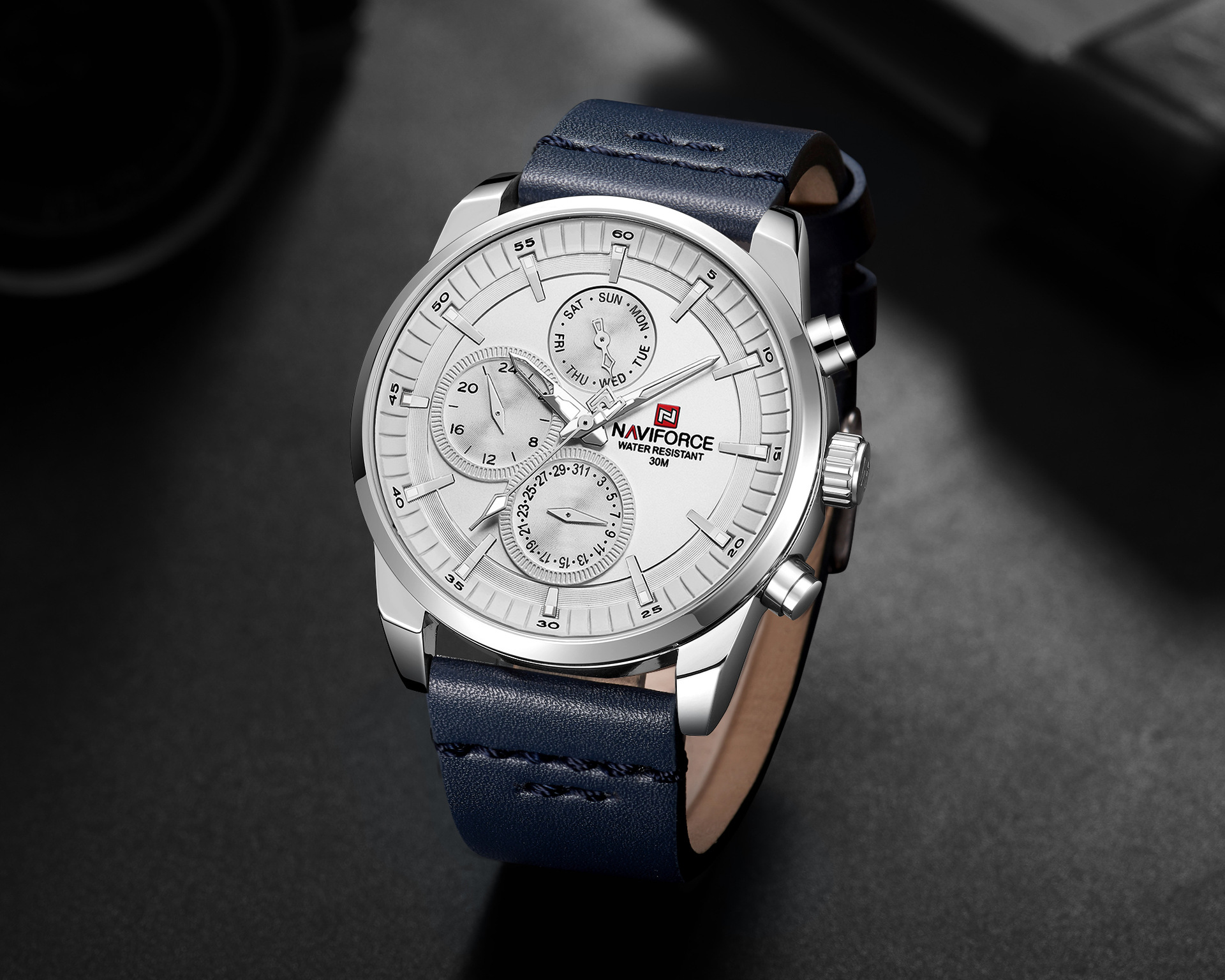 naviforce领翔9148新款运动男士时尚手表学生皮带石英表个性手表