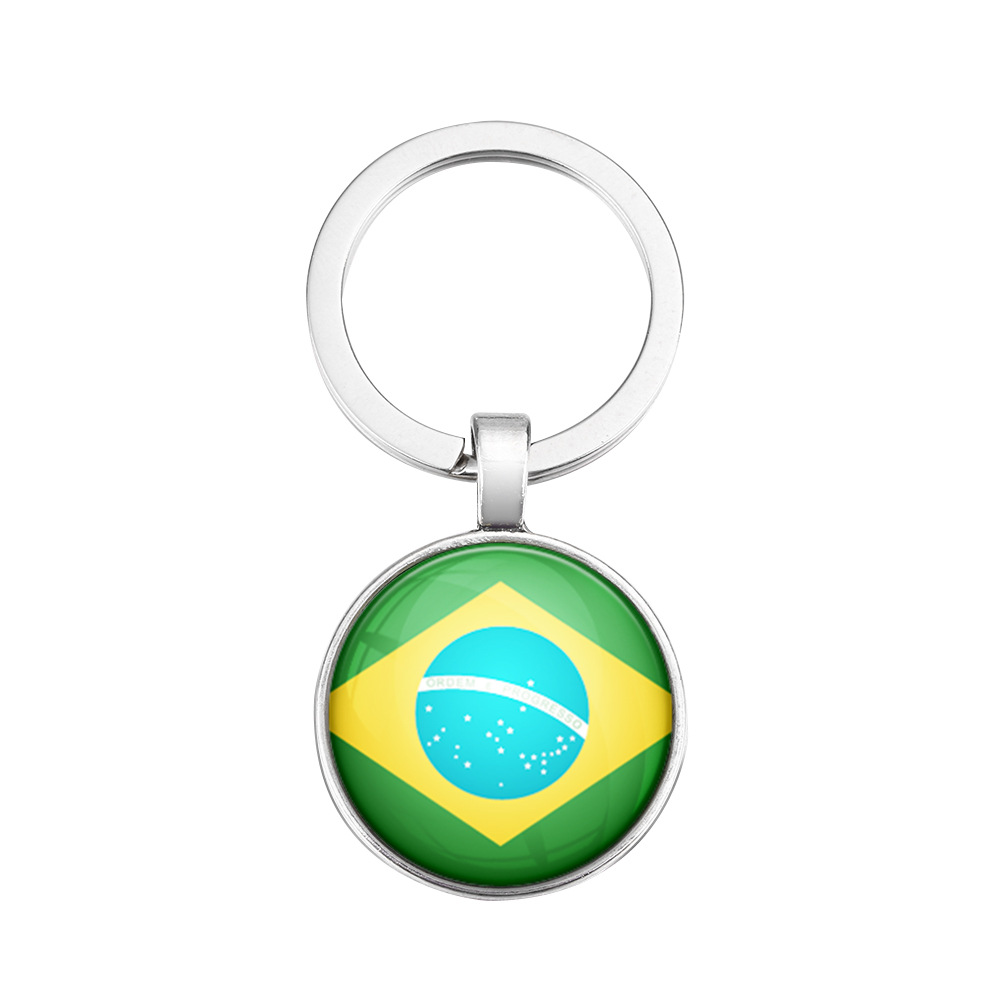 2018爆款足球世界国旗钥匙圈diy个性金属钥匙扣球迷纪念品礼品