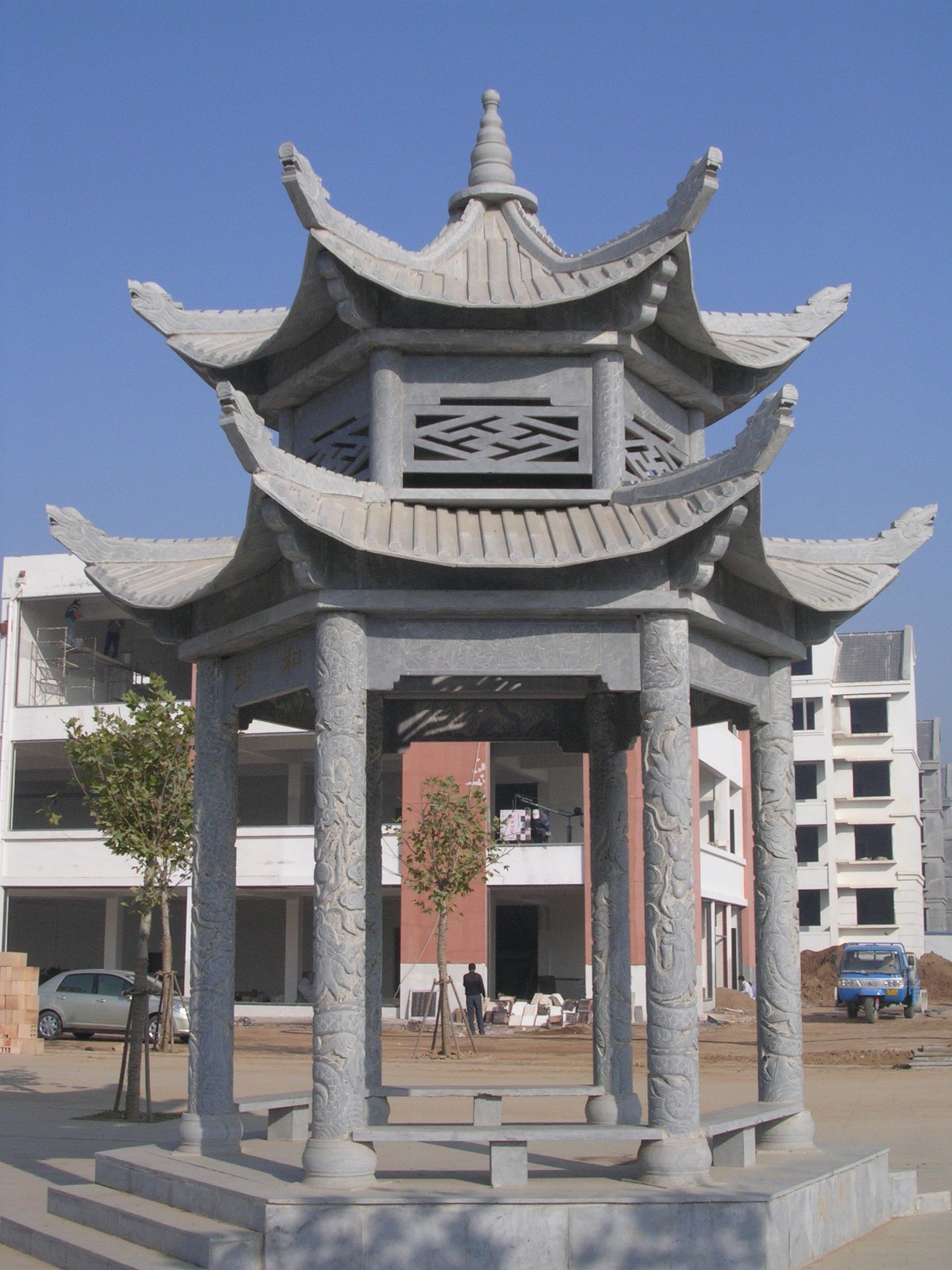 厂家直销花岗岩凉亭石雕亭子石凉亭双层六角青石亭子