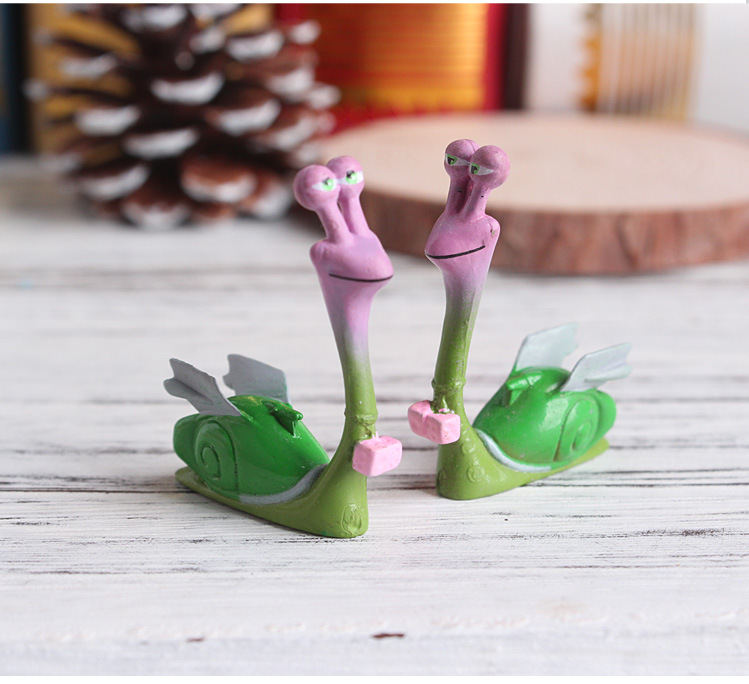 天使领结蜗牛 苔藓微景观摆件多肉花插 pvc工艺品创意diy动物饰品