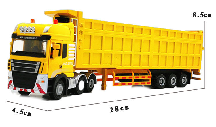 精邦1:50合金半挂式重型运输卡车自卸翻斗货车85013盒装玩具模型