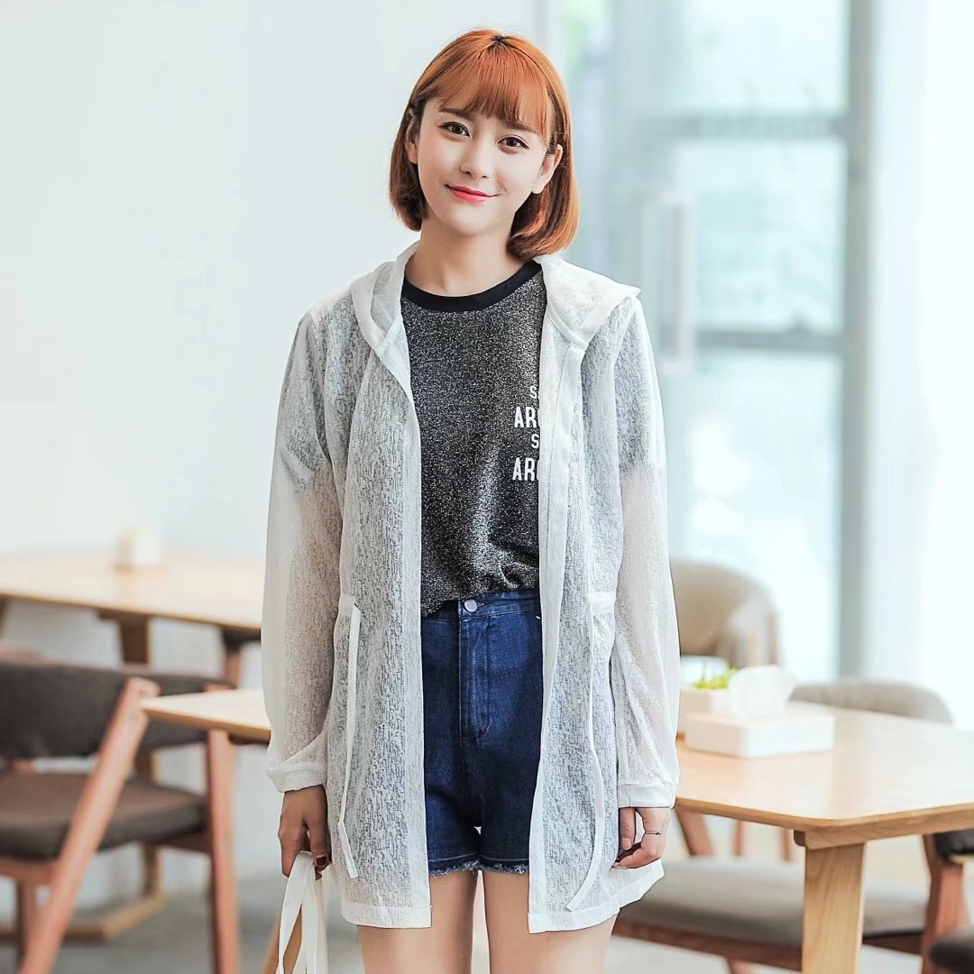 2018大码女装韩版时尚收腰空调服开衫网店代发新款夏装连帽防晒衣
