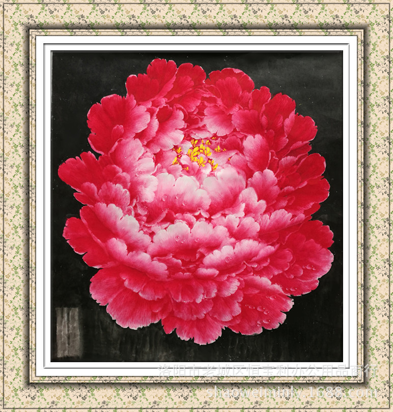 精意门创始人唐玉年创作一米大冰棱体牡丹画六尺斗方