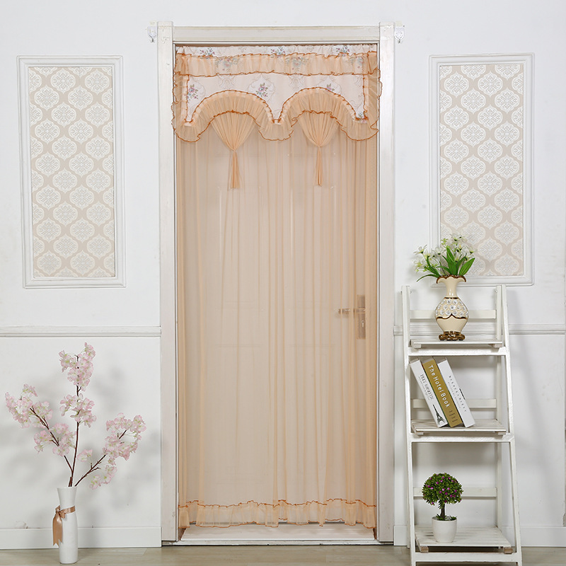 厂家供应单层纱门帘 蕾丝布艺门帘 夏季防蚊卧室玄关门帘