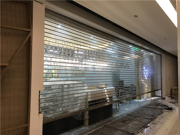 电动水晶卷闸门透明卷帘门防盗店铺商铺拉闸门定做pvc商场卷拉门