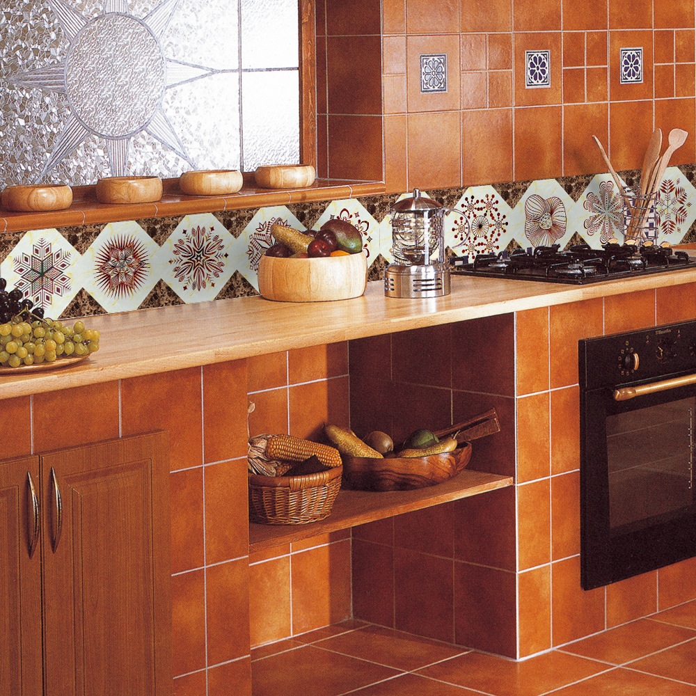 pvc自粘墙贴 经典摩洛哥花纹厨房防油耐高温墙贴纸客厅装饰壁纸