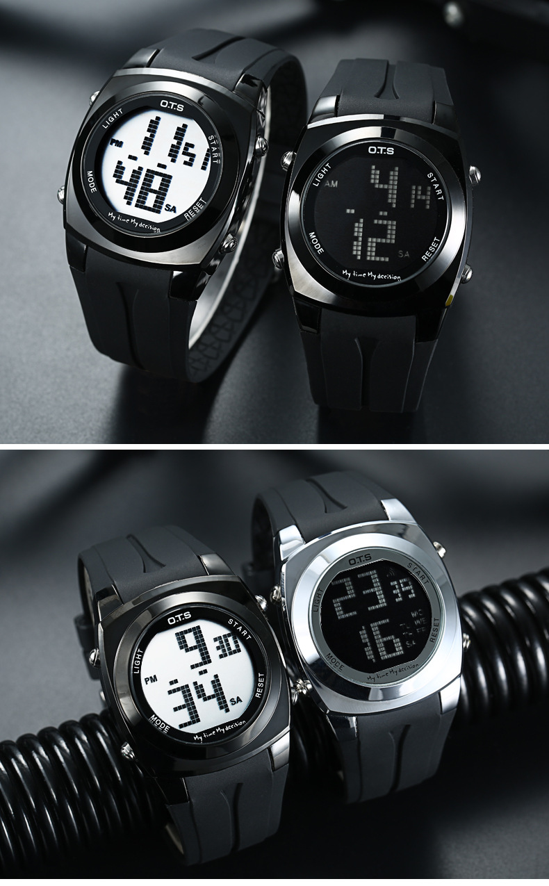 ots创意手表男中学生青年时尚韩版男表夜光表运动电子表防水watch