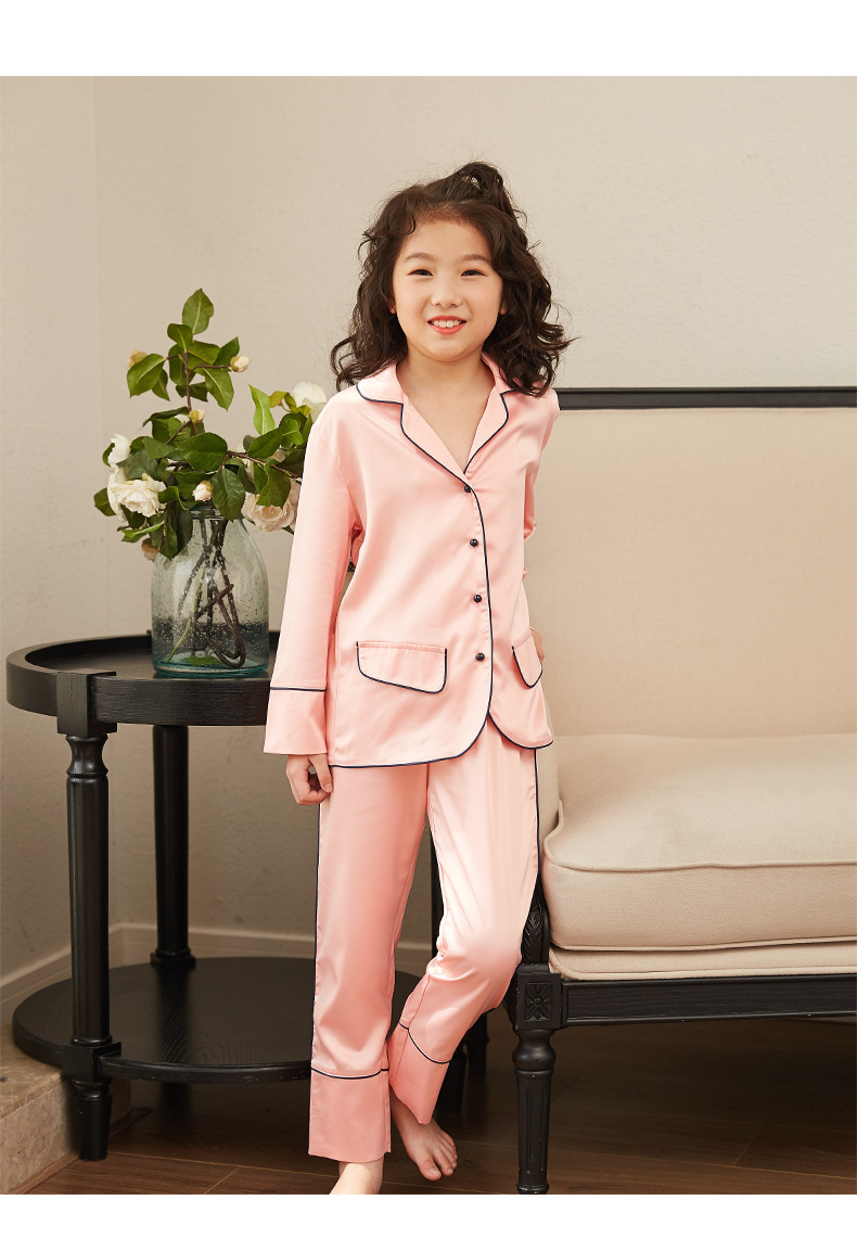 新款儿童睡衣春季薄款儿童家居服套装长袖丝质居家服女童睡衣春夏