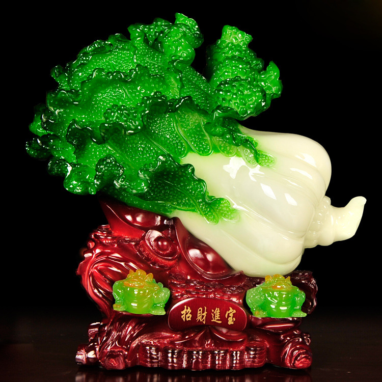 招财进宝玉白菜树脂摆件 仿玉石白菜树脂工艺品开业礼品 工厂直销