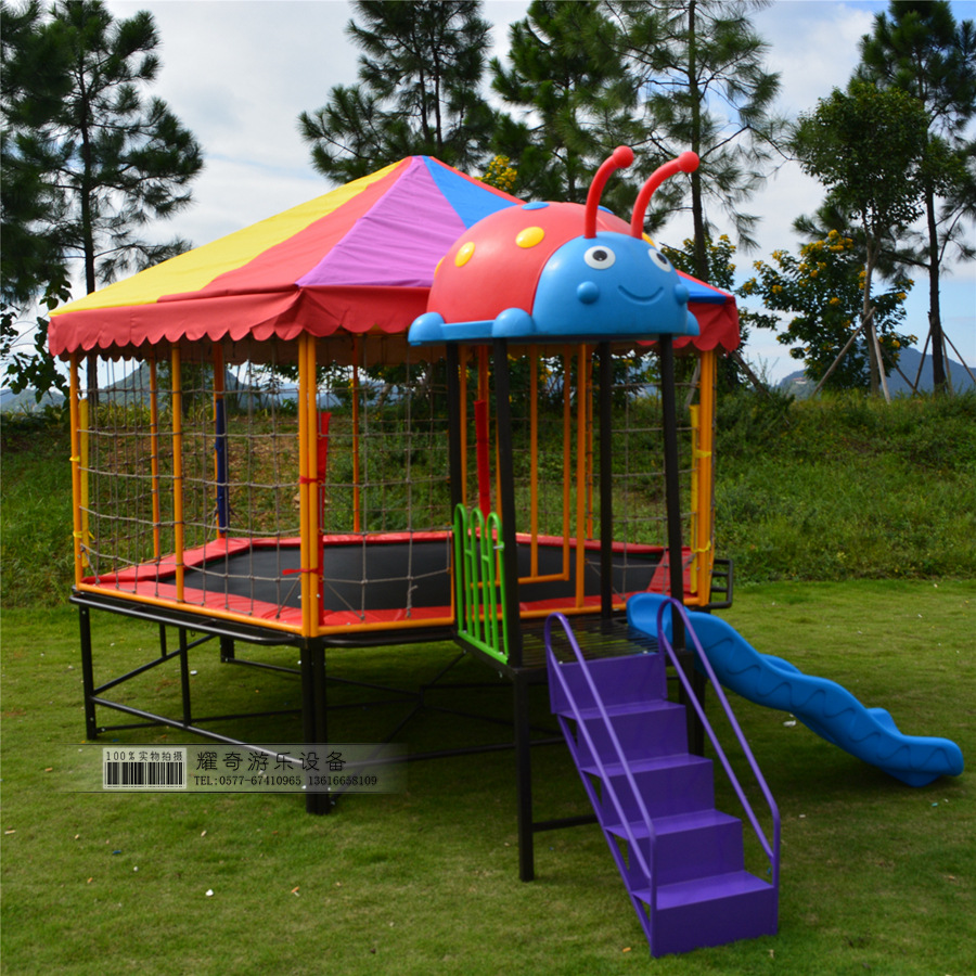 瓢虫组合滑梯布蓬蹦床六角蹦床幼儿园儿童蹦蹦床儿童跳床玩具