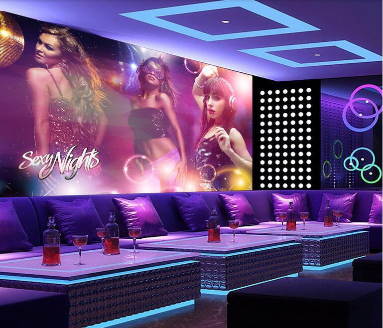 定制ktv墙纸3d立体性感美女工程壁布酒吧夜场歌厅壁画背景墙批发