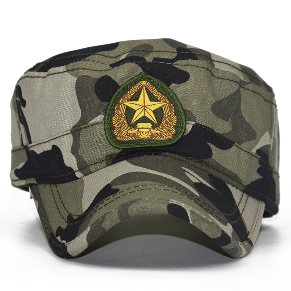 跨境速卖通一件代发 迷彩五角星棒球帽子刺绣男徽章纯棉平顶帽子