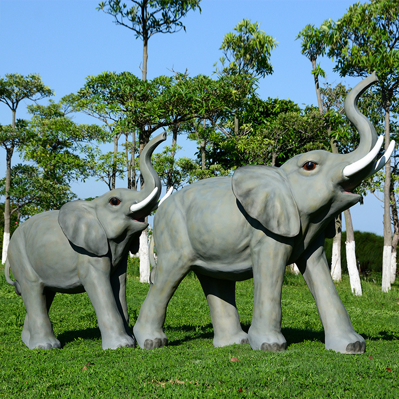 仿真大象雕塑户外落地玻璃钢动物模型园林景观公园房地产庭院摆件