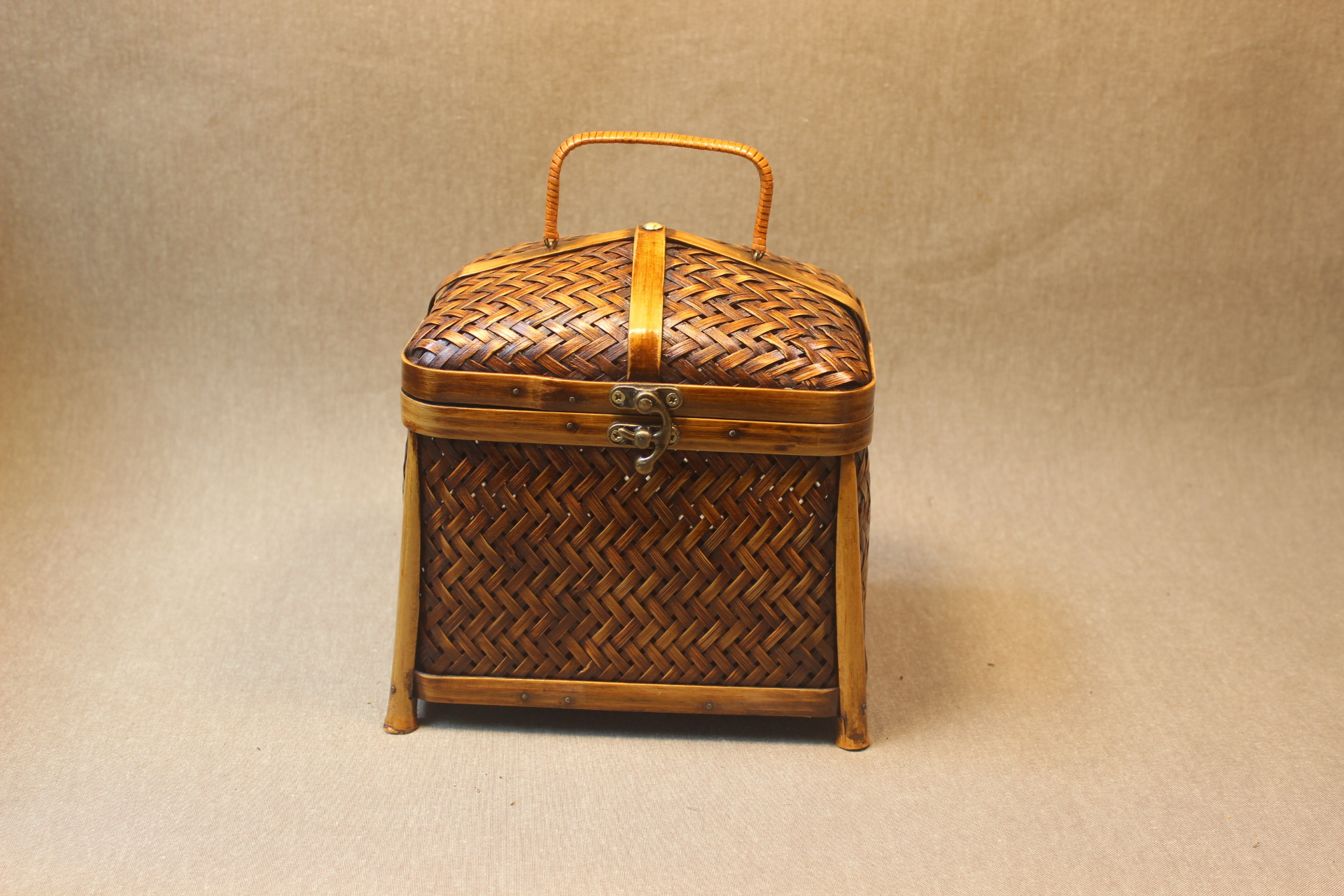 手工竹编普洱收纳盒 日式禅意茶桌筐编织竹手提篮竹制工艺品