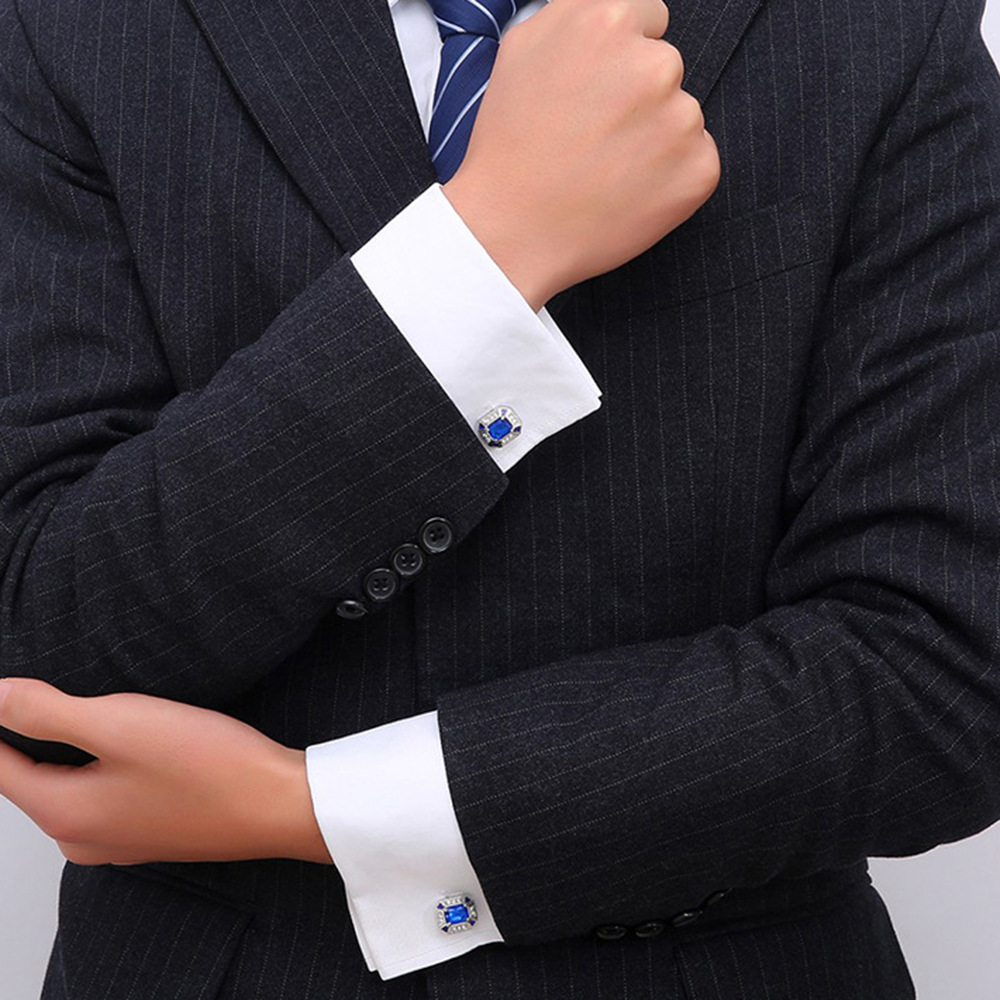优质蓝水晶袖扣 礼服袖口扣 法式衬衫职业装袖钉 cufflinks 506