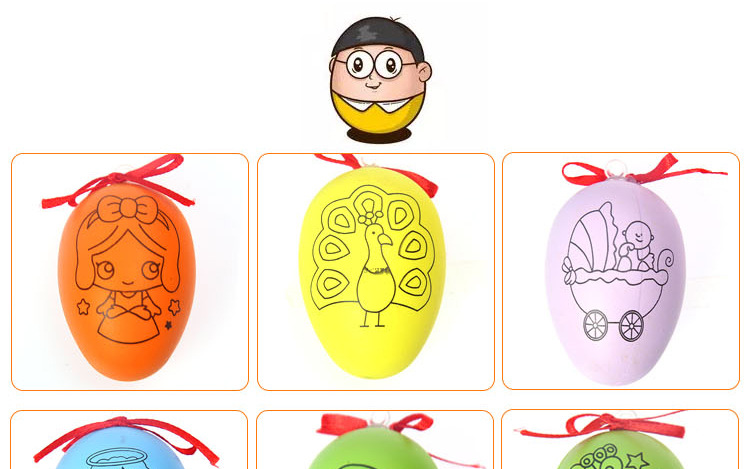 复活节彩绘鸡蛋卡通带图案玩具蛋仿真塑料彩蛋儿童diy手绘画涂色