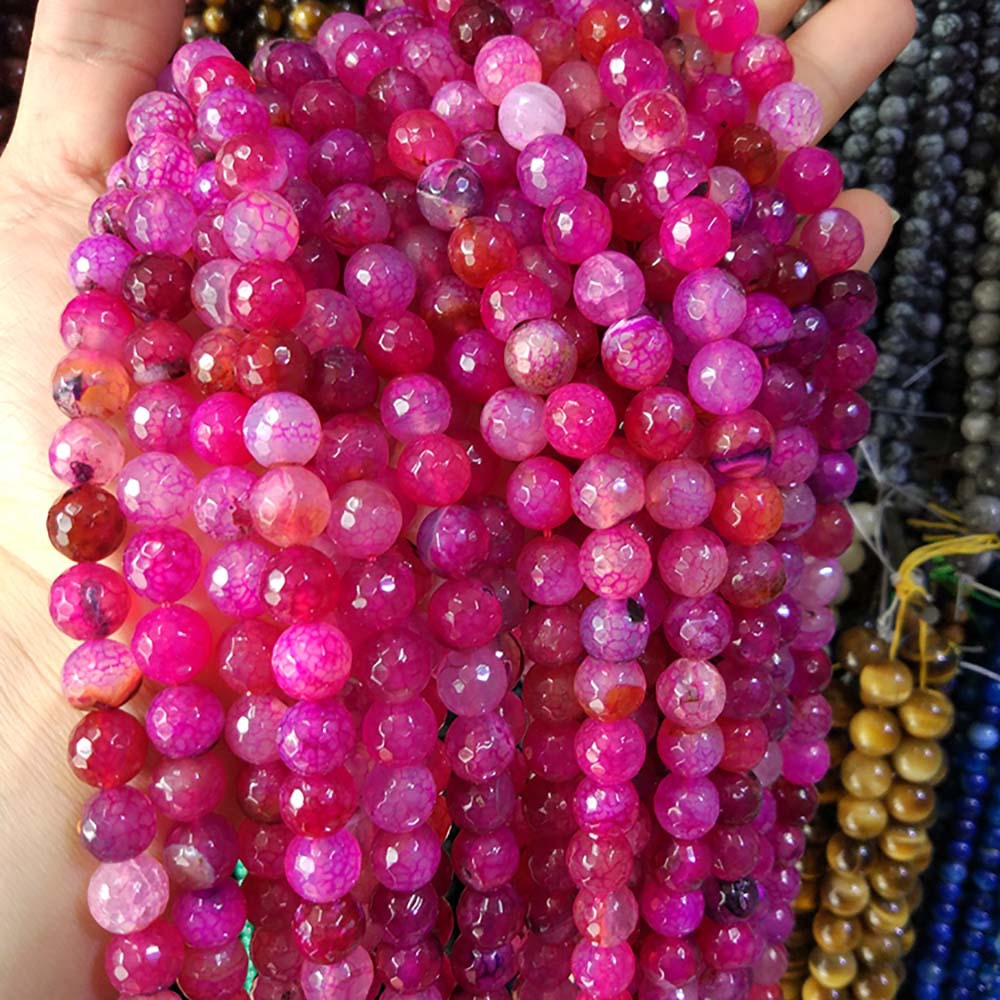 蓝龙纹玛瑙 爆花玛瑙 10mm圆珠角度切面 饰品手链项链配件珠