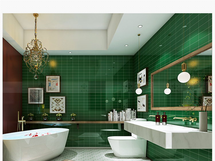 北欧风墨绿面包砖 卫生间洗手间厨房墨绿面包砖 浴室厕所墨绿墙砖