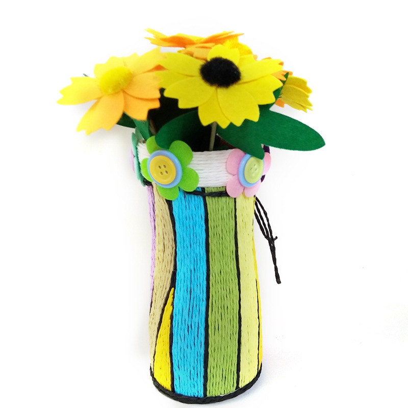 幼儿园diy手工材料包彩色线纸绳儿童编织玩具装饰创意画礼物瓶子