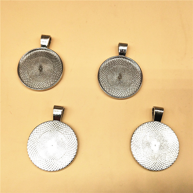 DIY Ornament Exclusive for Cross-Border 25mm Time Stone round Exquisite Pattern Alloy Pendant Collet
