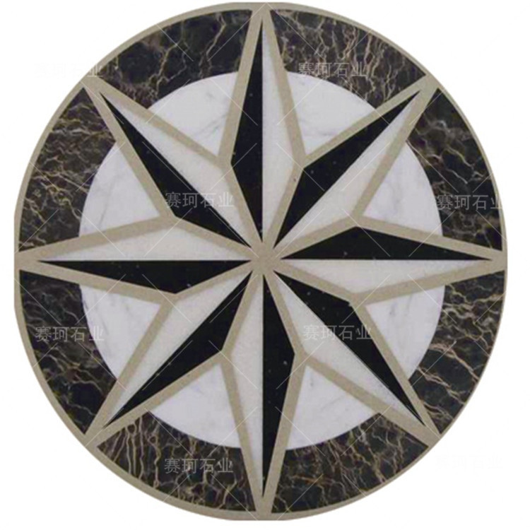 水刀拼花图案松香玉地板客厅餐厅室内玉石拼花精品大理石地砖拼花