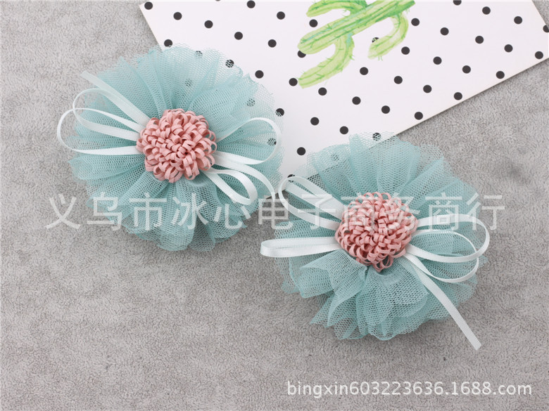 DIY Children's Hair Accessories Korean Mesh Tassel Core Handmade Fabric Flower Clothing Ornament Socks Accessories