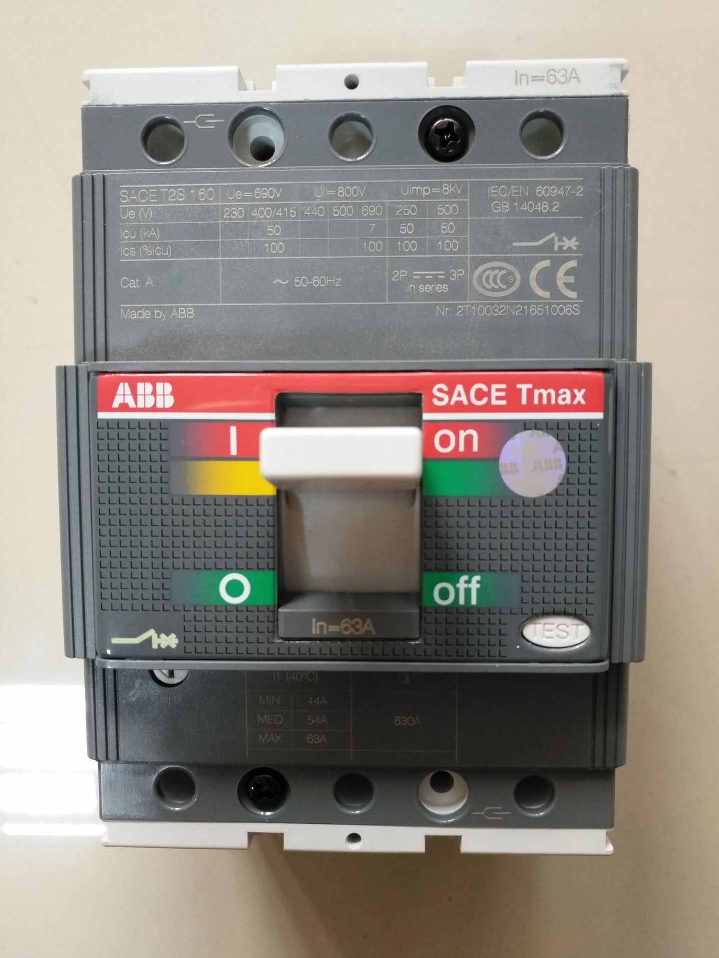 abb塑壳断路器规格齐全t2h160 tmd40/500 ffcl 4p tl000180