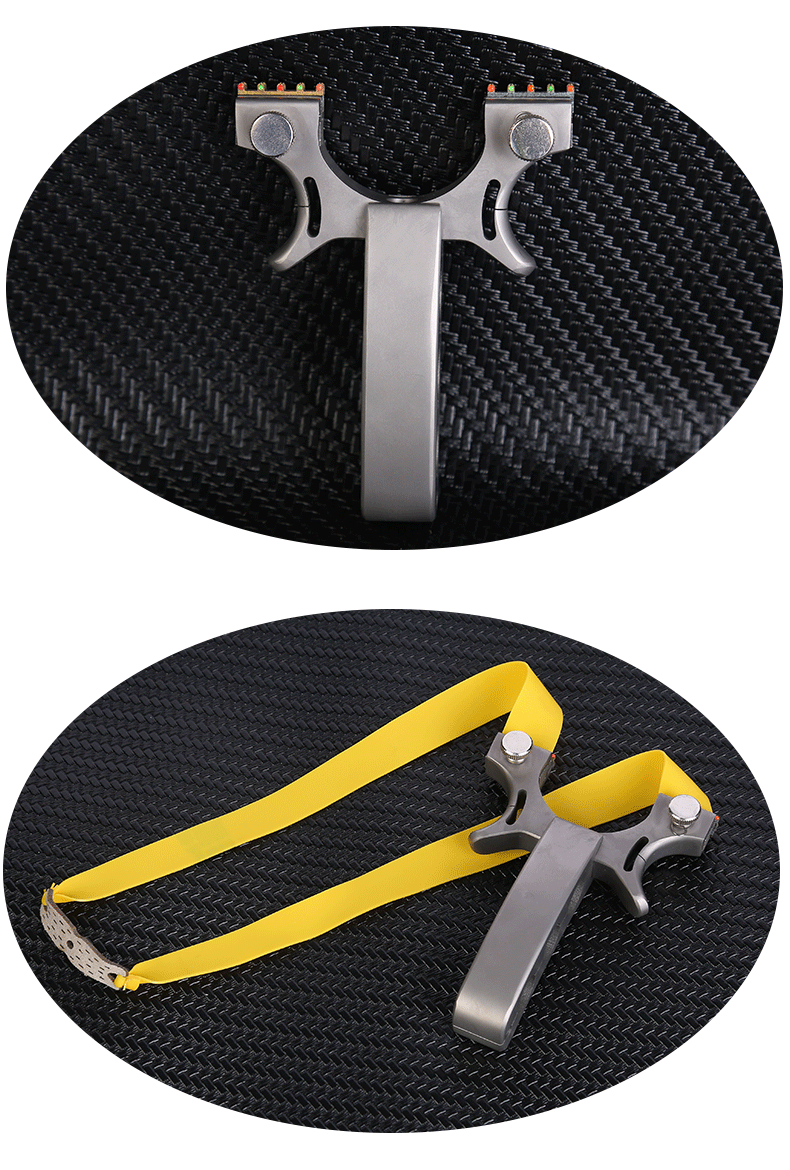 惊魂扁皮弓不锈钢440惊魂扁皮快压弓tc21钛合金弹弓架户外弹弓器