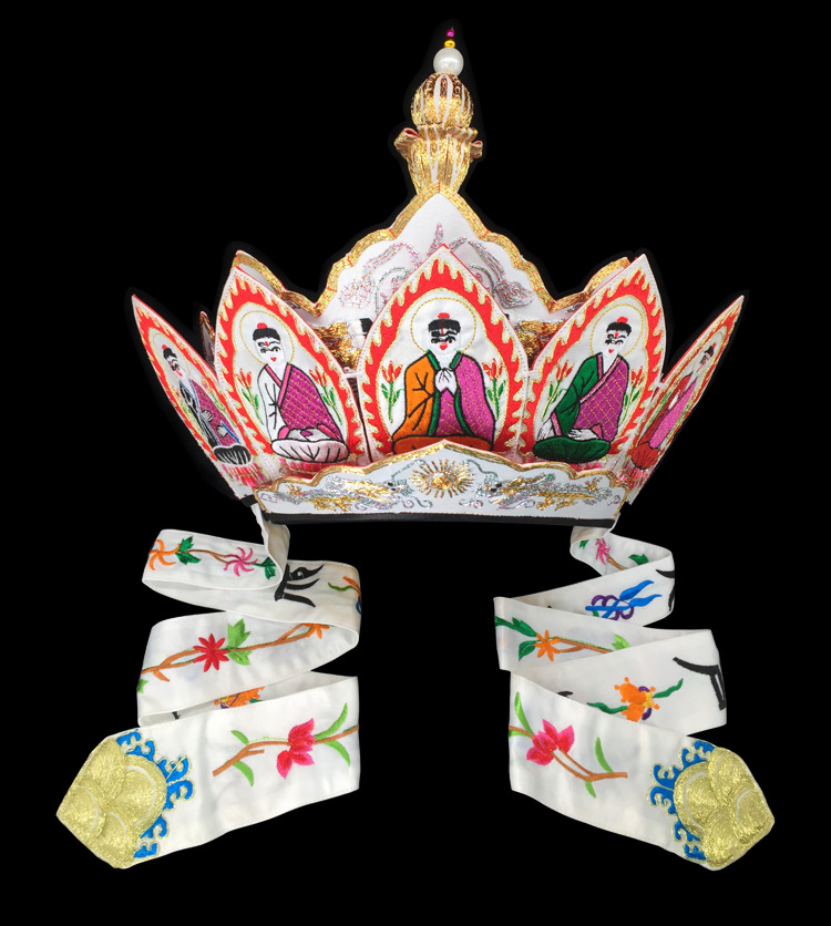 乾辰 庄严如法师帽精品龙绣毗卢帽 佛教用品 五佛帽 佛教法帽