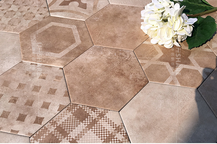 混拼水泥花砖波西米亚六角砖艺术复古墙砖咖啡厅客厅怀旧地面砖