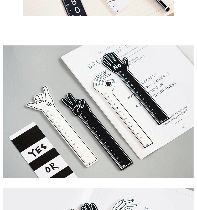 高克创意文具批发 响指 zth01再躺会异形木尺 印花造型学生尺子