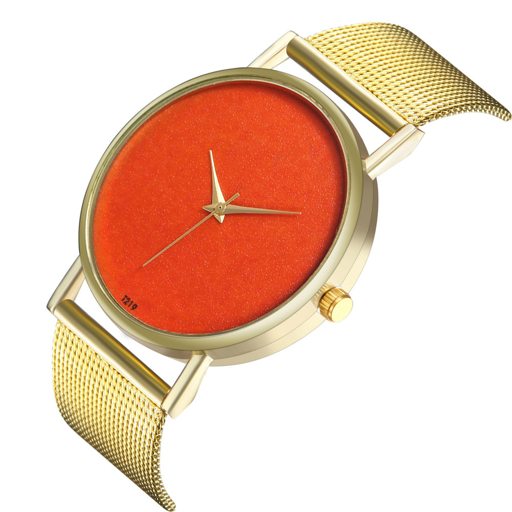 厂家直销橙色拨号极简型女士手表男生手表时尚石英钟表男士t219-w