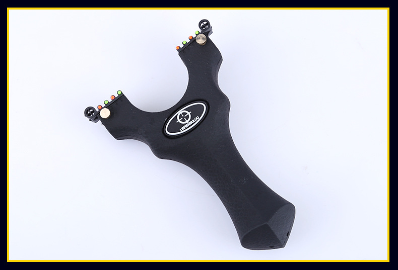 厂家直销超凡树脂猎鹰弹弓双瞄夹片免绑弹弓快压扁皮户外弹弓