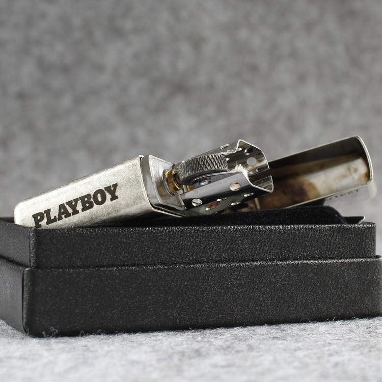 正品zippo防风打火机121fb古银三面蚀刻花花公子 性感女郎