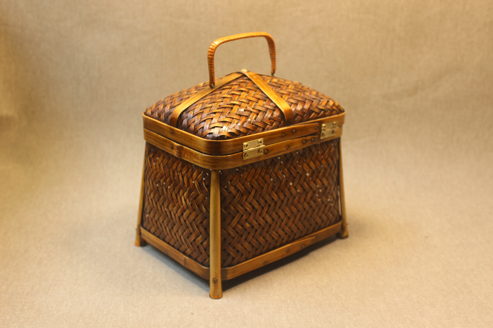 手工竹编普洱收纳盒 日式禅意茶桌筐编织竹手提篮竹制工艺品