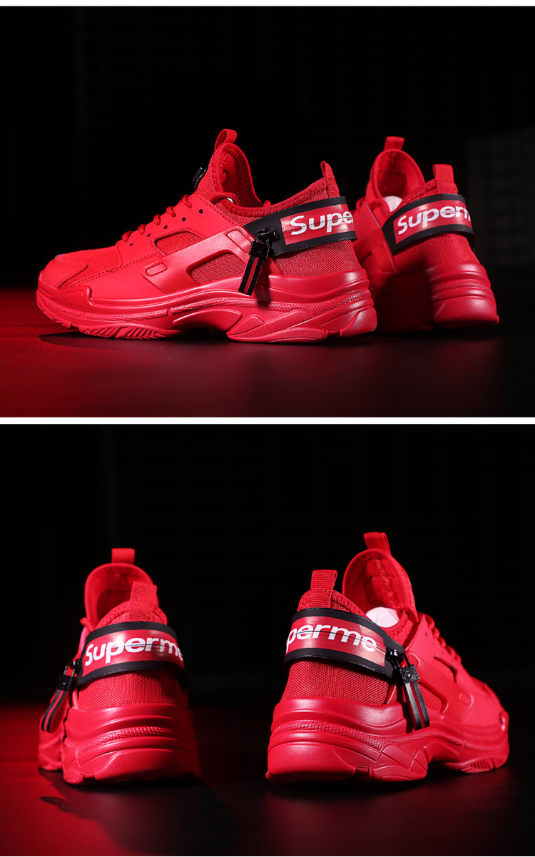 ins超火的superme鞋子男生休闲运动网鞋夏季透气小白鞋潮鞋老爹鞋