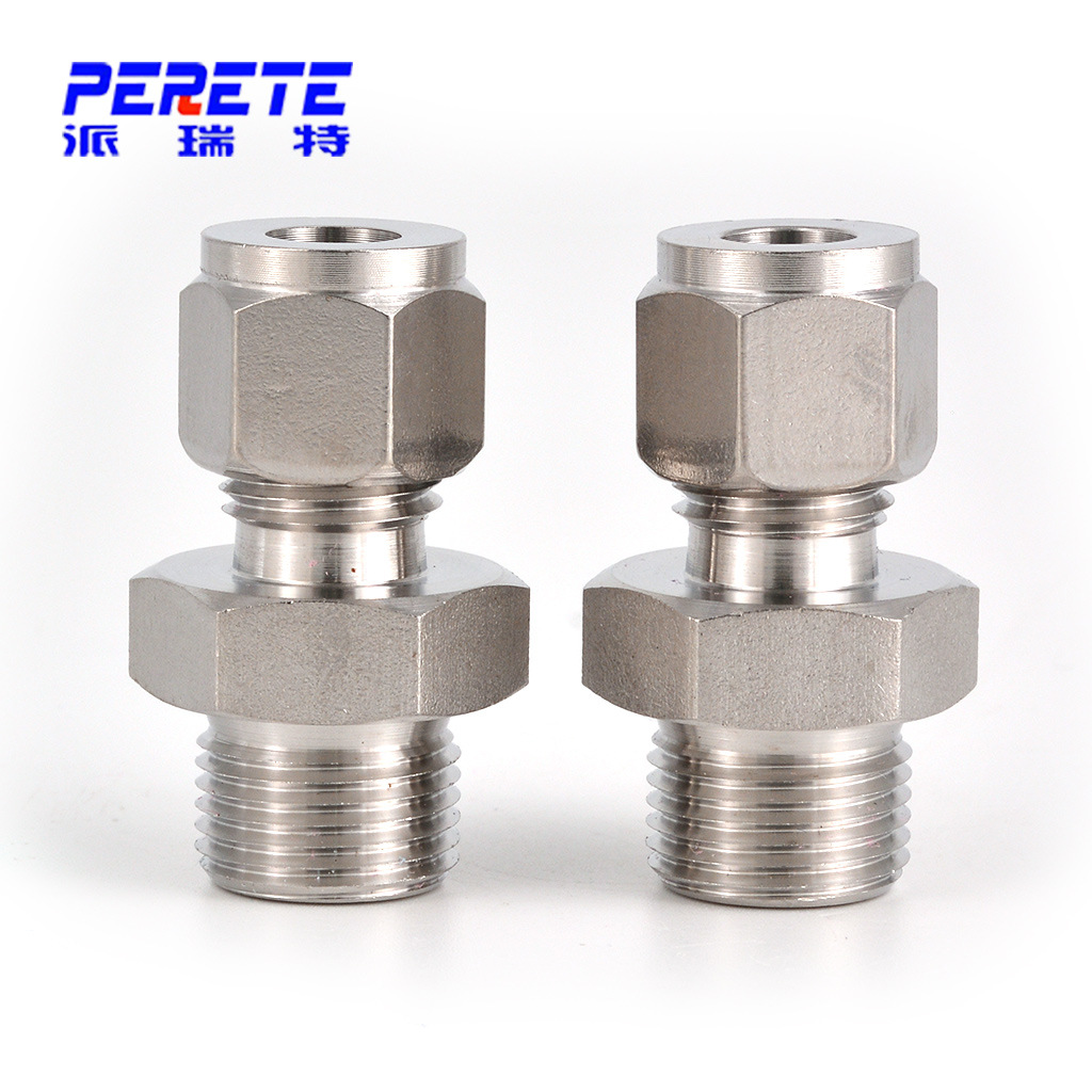 直通终端直螺纹卡套接头 不锈钢双卡套端直通接头-阿里巴巴