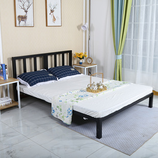 创意家具简约现代钢木床时尚舒适双人床1.8米成人床卧室铁艺床