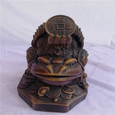 纯铜金蟾摆件三足蟾蜍摆件八卦底座招财开业礼品工艺品家居用品