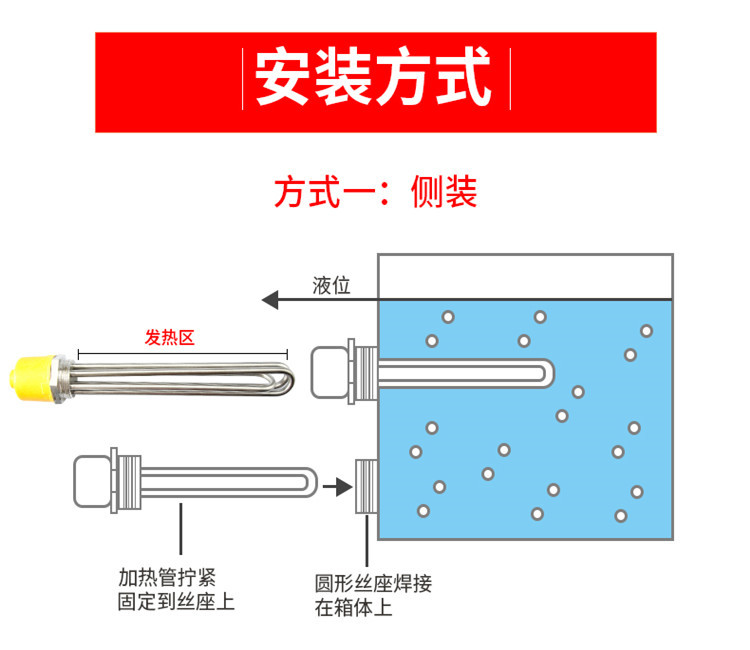 dn50水箱锅炉电加热棒2寸加热管导热油大功率工程空气能380v