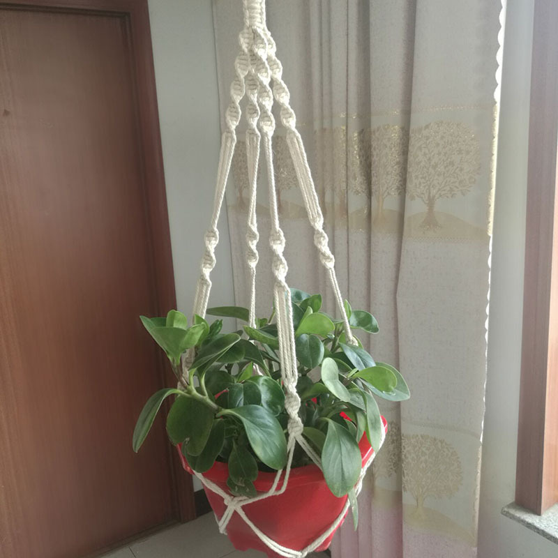 吊篮花盆网兜 手工编织麻棉绳悬挂花盆吊兜 园艺绿化吊篮网兜