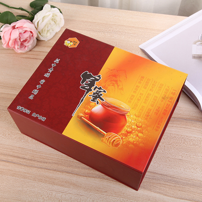 新款时尚翻盖蜂蜜礼盒创意包装盒节日礼品固定包装纸质礼品盒批发