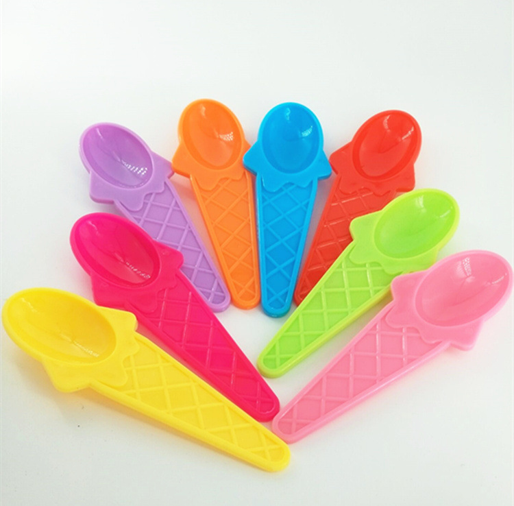 Spoon Ice Cream Spoon Children Spoon Plastic New Product Color Setting Wholesale Multi-Color Optional