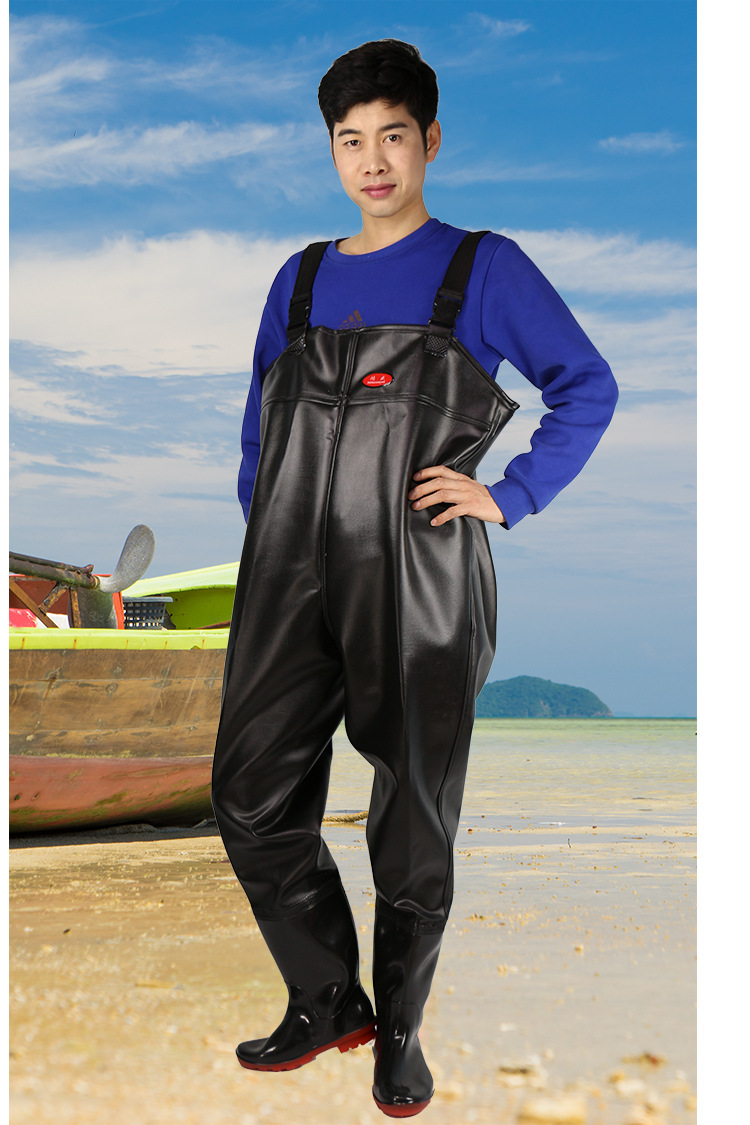 鸿盛加厚下水裤连雨鞋连体衣服雨裤抓捕鱼防水牛津底防滑耐磨特价